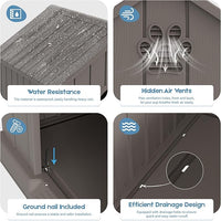 Large Dog House Outdoor Indoor for Medium Large Dogs, Durable Plastic Waterproof Doghouse with Air Vents and Elevated Floor, Easy Clean and Assemble (Grey, 36.2''L×38''W×38''H)