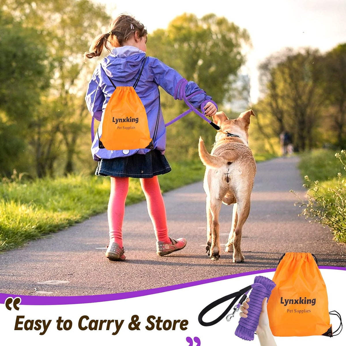 Check Cord Dog Leash Long Lead Obedience Recall Training Tracking - Purple / 3/8 inch * 30foot - image 4