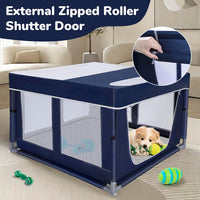 Puppy Playpen Indoor for Dog Small Pets - Royal Blue / 42inch Dog Playpen with Top and Pee Pad - image 3