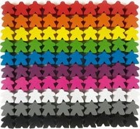 100 Wooden Meeples, Multi Color Board Game Tokens & Replacement Pieces – Fun for Kids & Family - 100 Wooden Meeples