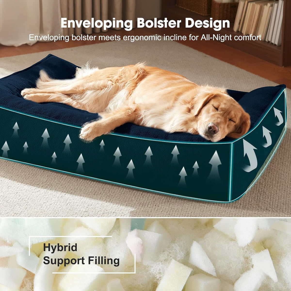 FURTIME XL Orthopedic Dog Bed Large Sized Dog - Blue / 42"L x 30"W x 9.5"Th - image 3