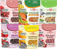 Exotic Nutrition Herbivore Treats 6 Pack - Healthy Assortment Small Animal Pet Treat - Squirrels, Guinea Pigs, Rabbits, Chinchillas, Prairie Dogs, Degus, Hamsters, Gerbils, Herbivores