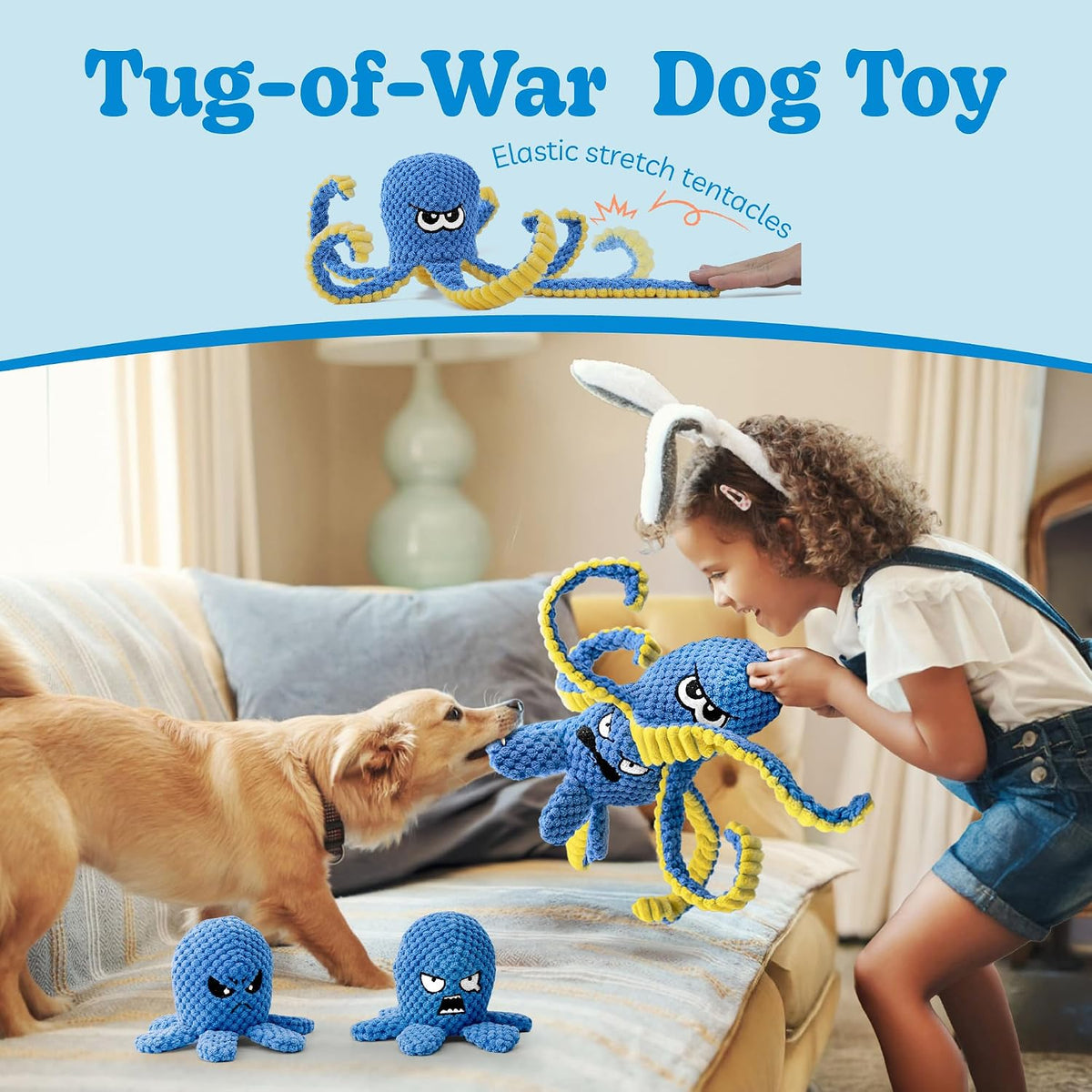 LEGEND SANDY Tough Dog Toys - 4 Pack Octopus - image 3