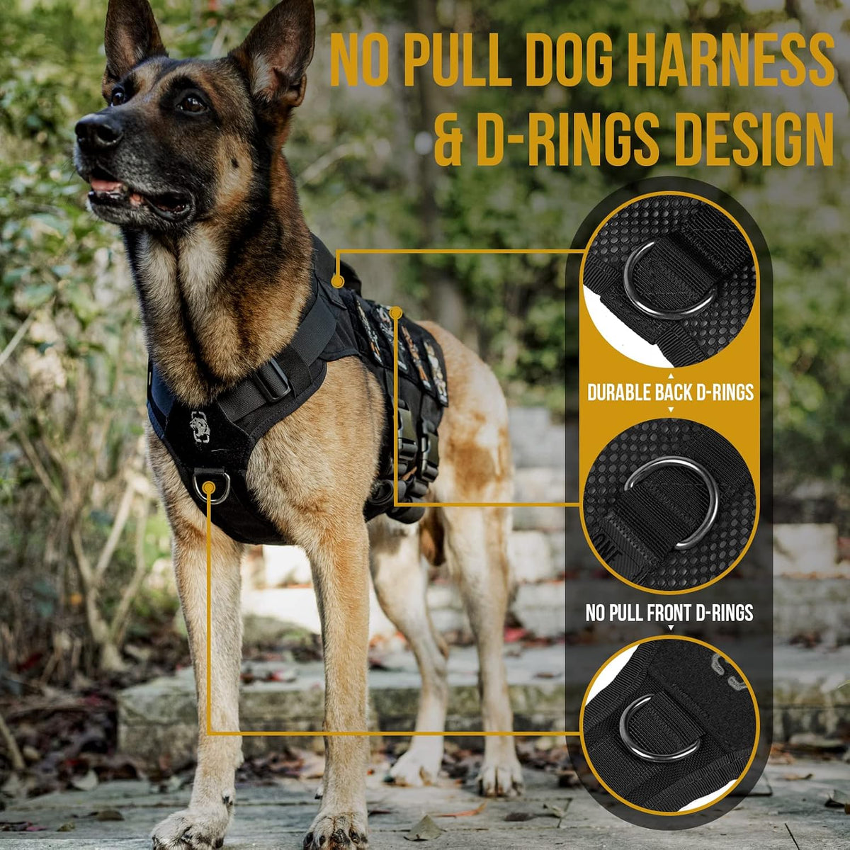 OneTigris No Pull Tactical Dog Harness for Medium Dogs - Black / XS - image 2