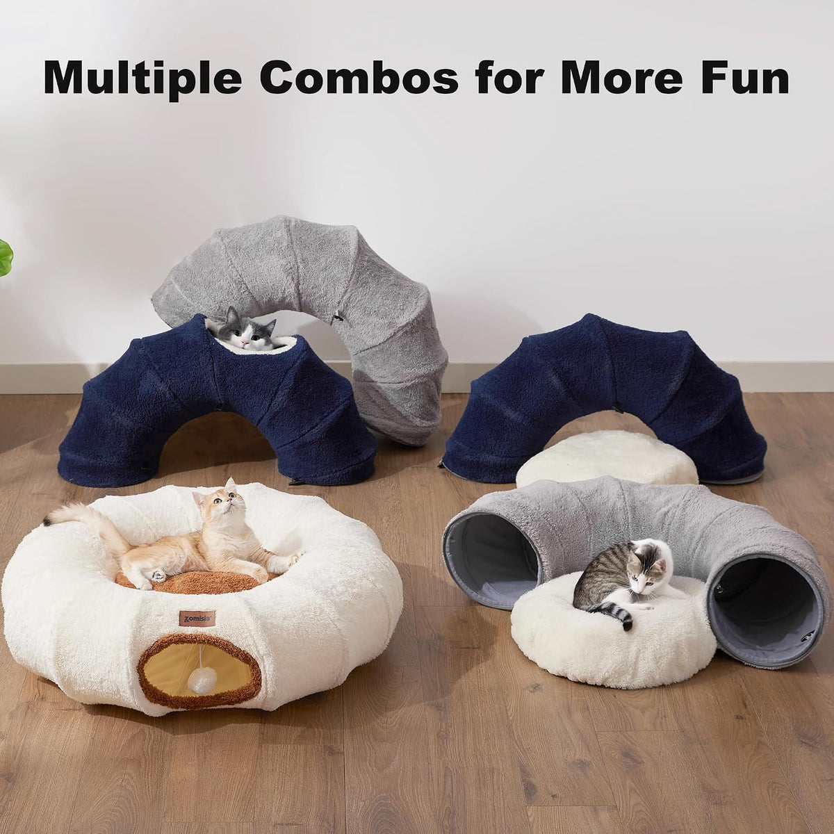 Cat Tunnel Bed for Indoor Cats - Beige / Standard - image 3