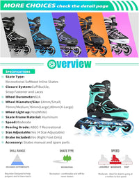 2PM SPORTS Adjustable Inline Skates for Kids, Youth and Adults - Mint / Small - Little Kid (10.5C-12.5C US) - image 3