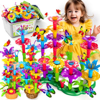 Doloowee 184-piece flower garden building toy set with colorful flowers and storage box - view 3