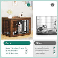 YITAHOME Dog Crate Furniture for Large Dogs, Side End Table, Modern Dogs Kennel Indoor up to 60 lb, 2-in-1 Iron-Wood Fusion Dog Cage with Waterproof Top, Safety Corners, Steel Lock,38"L, Rustic Brown