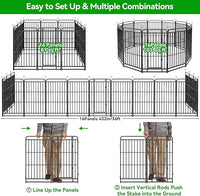 Dog Playpen Outdoor 16 Panels Heavy Duty Dog Fence 40" Height with Thick Pipe Anti-Rust with Doors Portable for RV Camping Yard, Total 36FT, 103 Sq.ft, Snowy Black