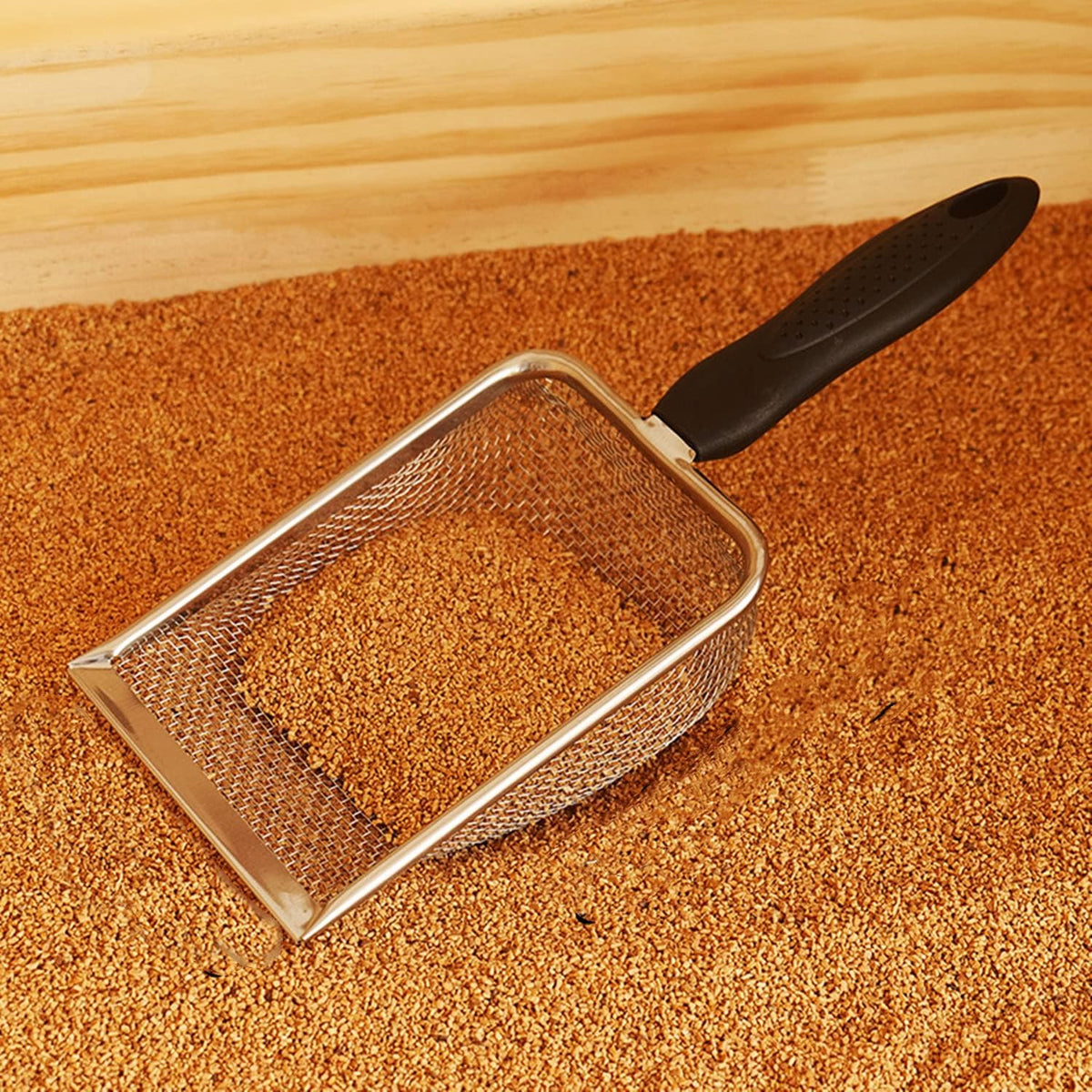 Cat Litter Scoop Stainless Steel Mesh Scooper Long Handle Deep Shovel - Hole:2mm/Fine Sand Scooper - image 4
