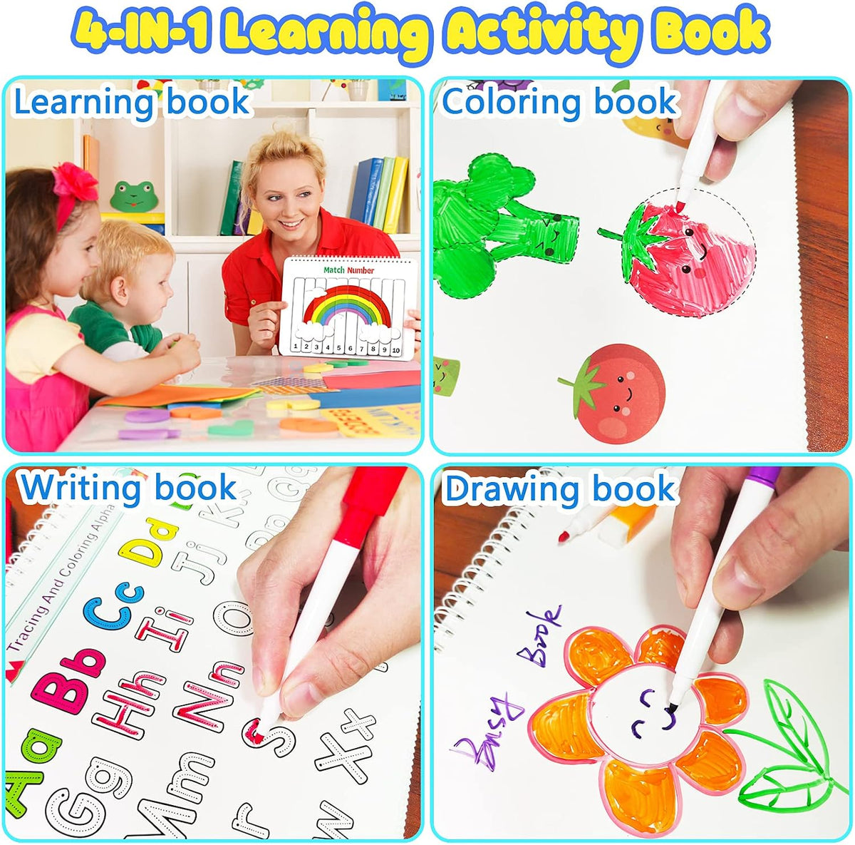 Huijing Montessori Preschool Learning Activities Busy Book - White - image 4