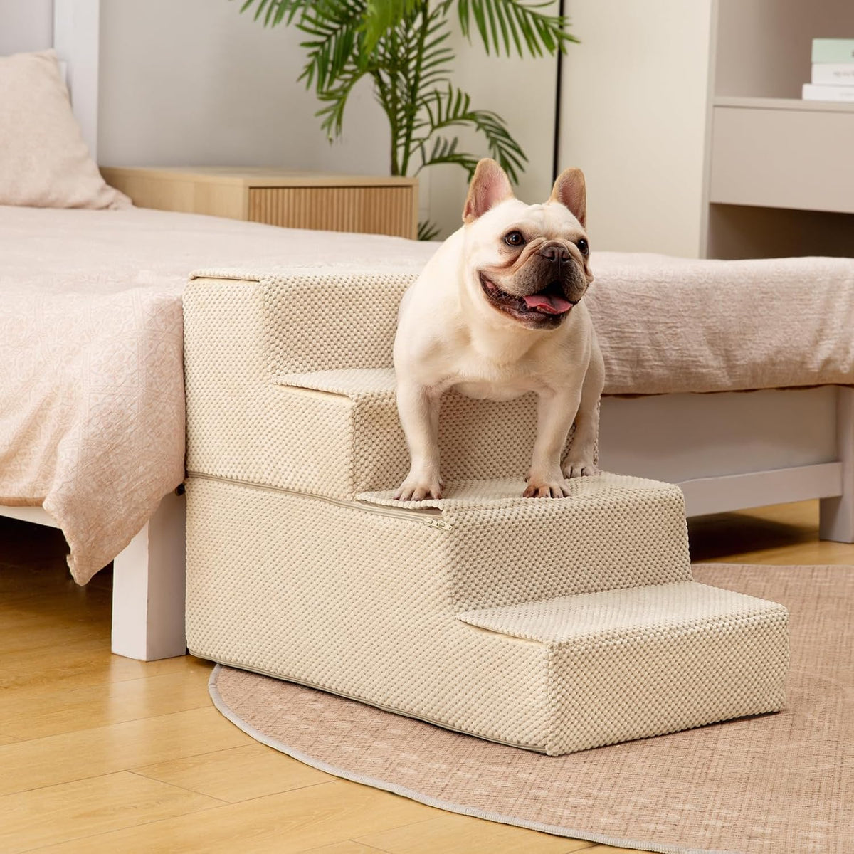 Dog Stairs for Small Dogs & Cats - Beige / 4-Step 18.5" H - image 2