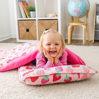 Wildkin Kids Original Nap Mat, Cozy Kids Sleep Mat with Pillow - Strawberry - image 2