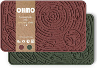 OHMO Lick Mat for Dogs&Cats, Space Pattern, Camo&Sage Green - Camo Grenn&Mars / 9.8"L x 5.9"W