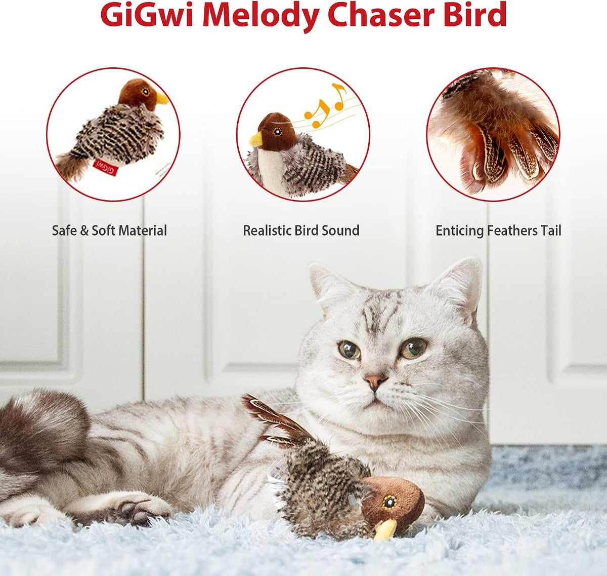GiGwi Interactive Cat Toys Squeaky - Bird - image 4