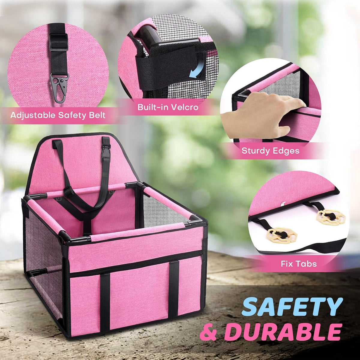 GENORTH Dog Car Seats for Small and Medium Dogs - Cationic Pink / Up to 20 lb - image 4