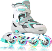 2PM SPORTS Adjustable Inline Skates for Kids, Youth and Adults – Fun for Kids & Family - G Teal / Small - Little Kid (9C-12C US)
