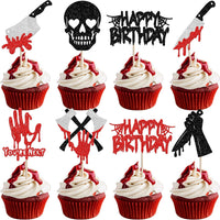 Rsstarxi 24 Have a Killer Birthday glitter horror cupcake toppers - view 7