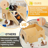 Upgraded Guinea Pig Castle, Sturdy Wooden Guinea Pig Hideout, Small Animal House Bed Hut Habitats with Stairs, Easy to Assemble for Hamsters Bunny Chinchillas Playing Hiding