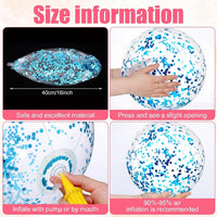 Civaner 10 Pcs Inflatable Glitter Beach Balls 16 Inch - Blue / Glitter - image 3