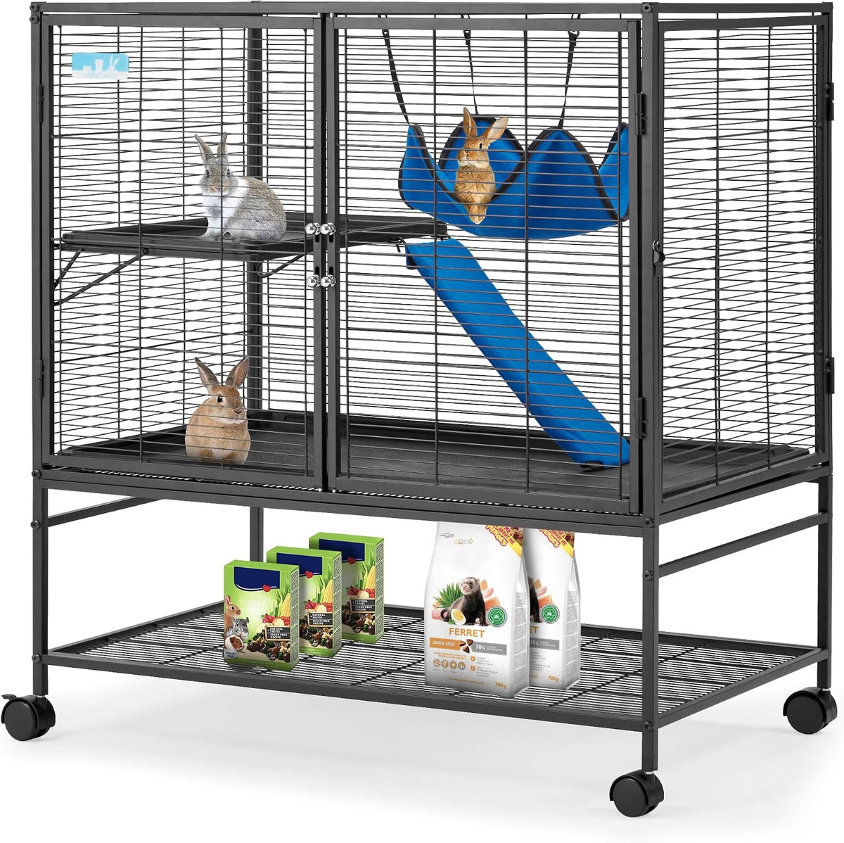 HABUTWAY 36.5''H Large Metal Rolling Ferrets Cage - 36.0"L x 23.0"W x 39.0"H