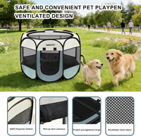 Dog Cat Playpen, Puppy Pet Crate Tent Cage - Grey / L(45"L x 45"W x 23"H) - image 3