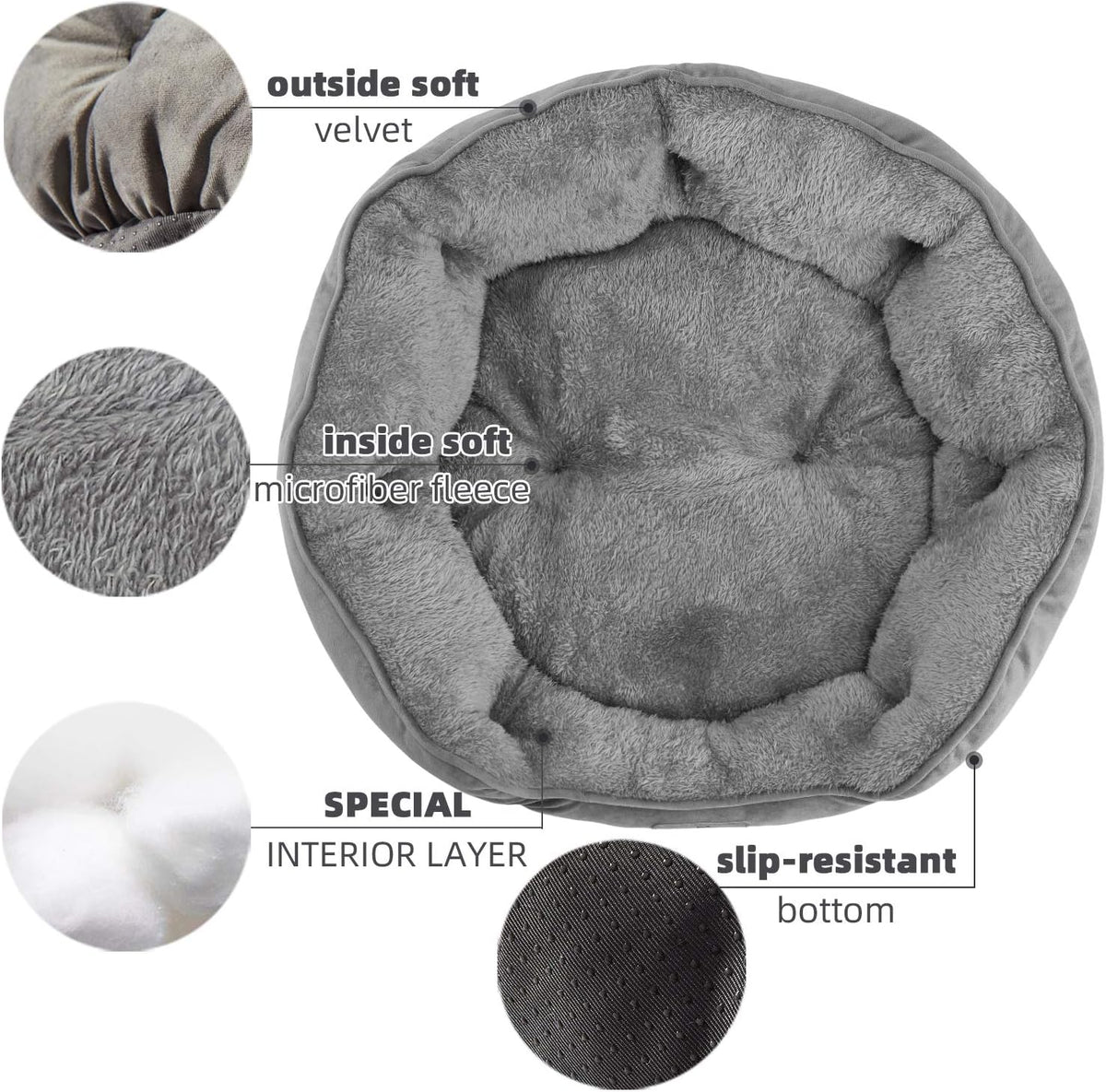 Small Dog Bed for Small Dogs, Cat Beds for Indoor Cats - Large (Pack of 1) / Grey - image 4
