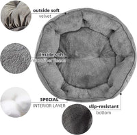 Asvin Medium Dog Bed for Medium Dogs, Cat Beds for Indoor Cats, Pet Bed for Puppy and Kitty, Extra Soft & Machine Washable with Anti-Slip & Water-Resistant Oxford Bottom, Grey, 25 inches