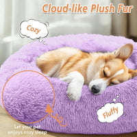 JOLLYVOGUE Small Dog Bed, Calming Dog Beds for Small Dogs & Indoor Cats - 20 Inches Donut Washable - Purple / 20.0"L x 20.0"W x 6.0"Th - image 2