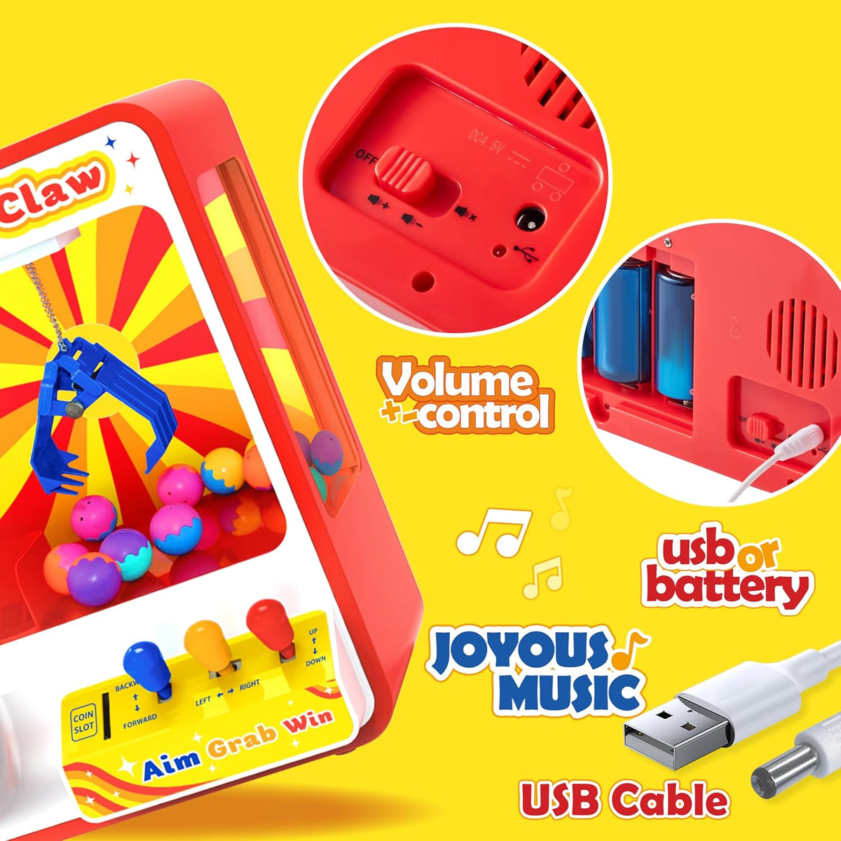 JOYIN Claw Machine Arcade Toy with LED Light & Adjustable Sound - image 3