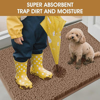 IM HOME 48" x 38" Camel Dog Door Mats for Muddy Paws, Chenille Absorbent Dog Mat, Non Slip Heavy Mud Mat for Dogs, Soft Pet Bed Mat for Entryway, Mud Paws, Inside Floor