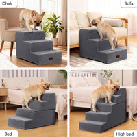 Dog Steps for High Bed, 5-Step Pet Stairs for Small Dogs and Cats – Essentials for Cats - Grey / 3 - image 4