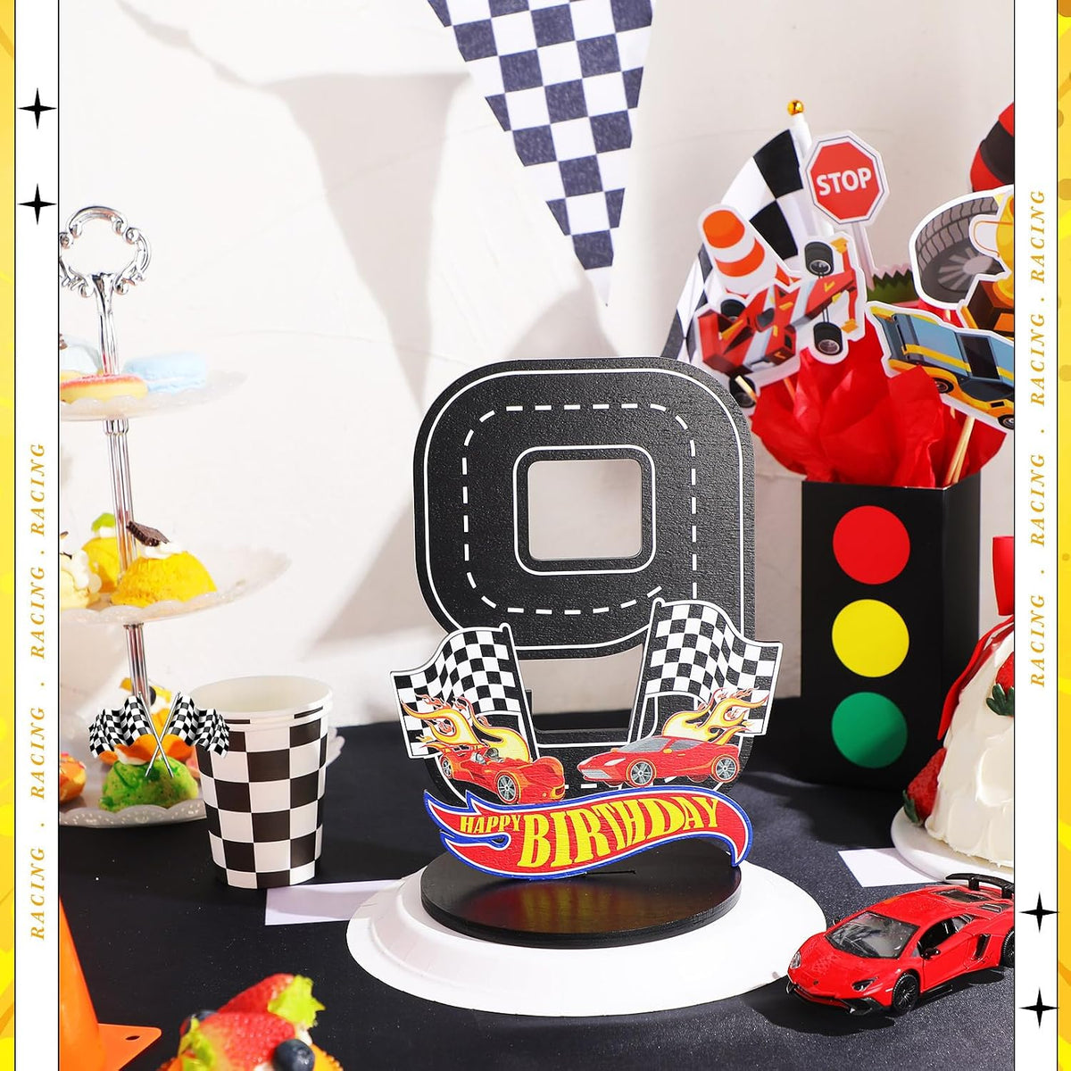 MiniInflat Race Car 5th Birthday Number Sign Centerpiece Race Car - 9th - image 4