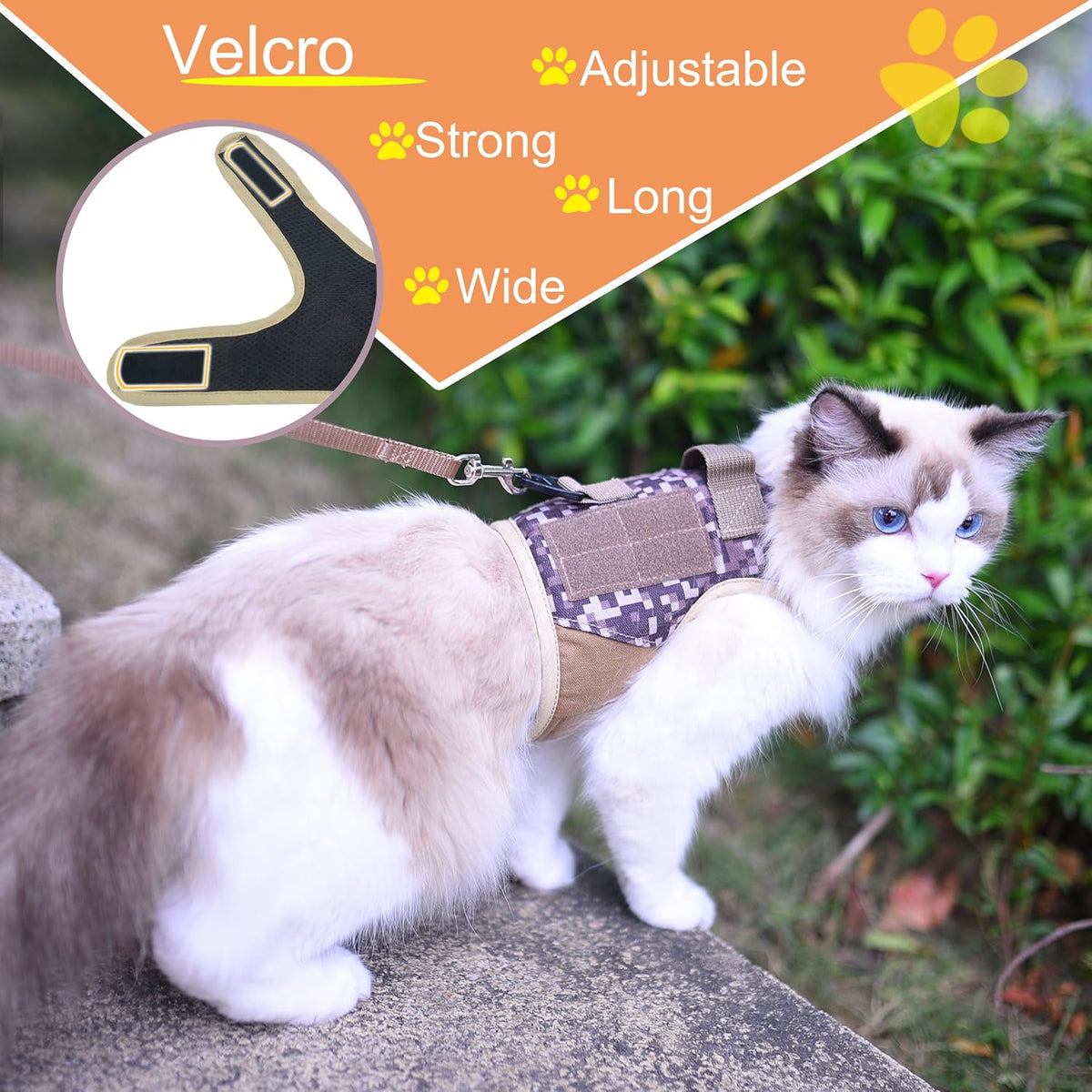 Cat Harness and Leash Set for Walking Escape Proof - Desert Camo / S 4-6 lbs - image 4