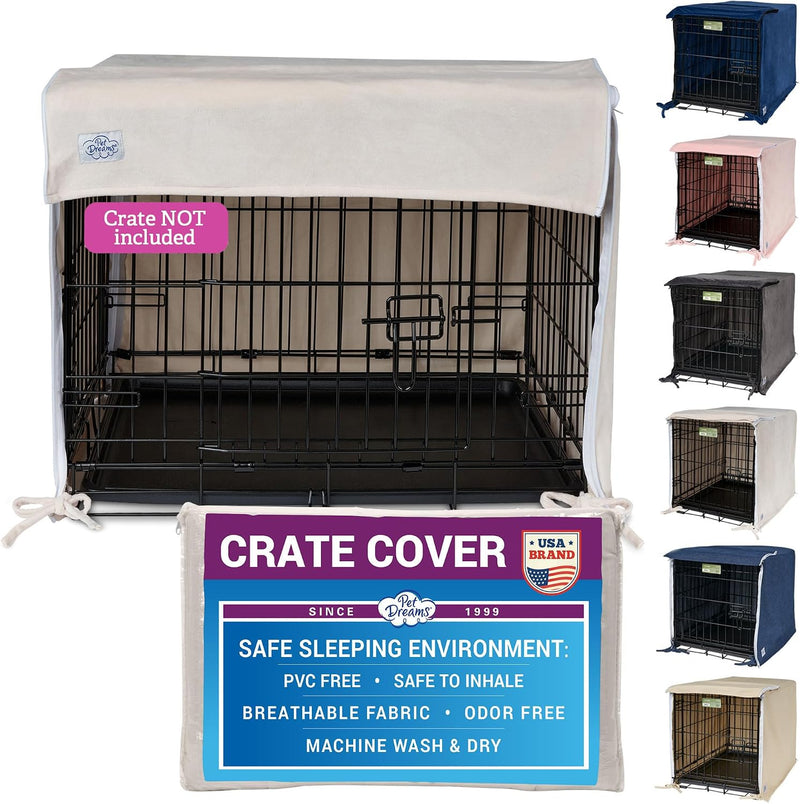 Pet Dreams Dog Crate Cover, Khaki, XX Large, 48" – Essentials for Dogs - Ivory / 30.0"L x 19.0"W x 21.0"H