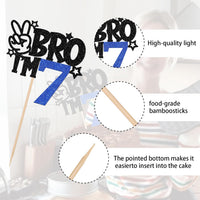 1 PCS Brother I'm 7 Cake Topper Glitter Star Happy 7th Birthday Cake - Blue 7th - image 3