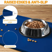Hubulk Dog Feeding Mat,100% Waterproof Food Grade Silicone Pet Food and Water Bowl - Navy / 19"l X 12"w - image 3