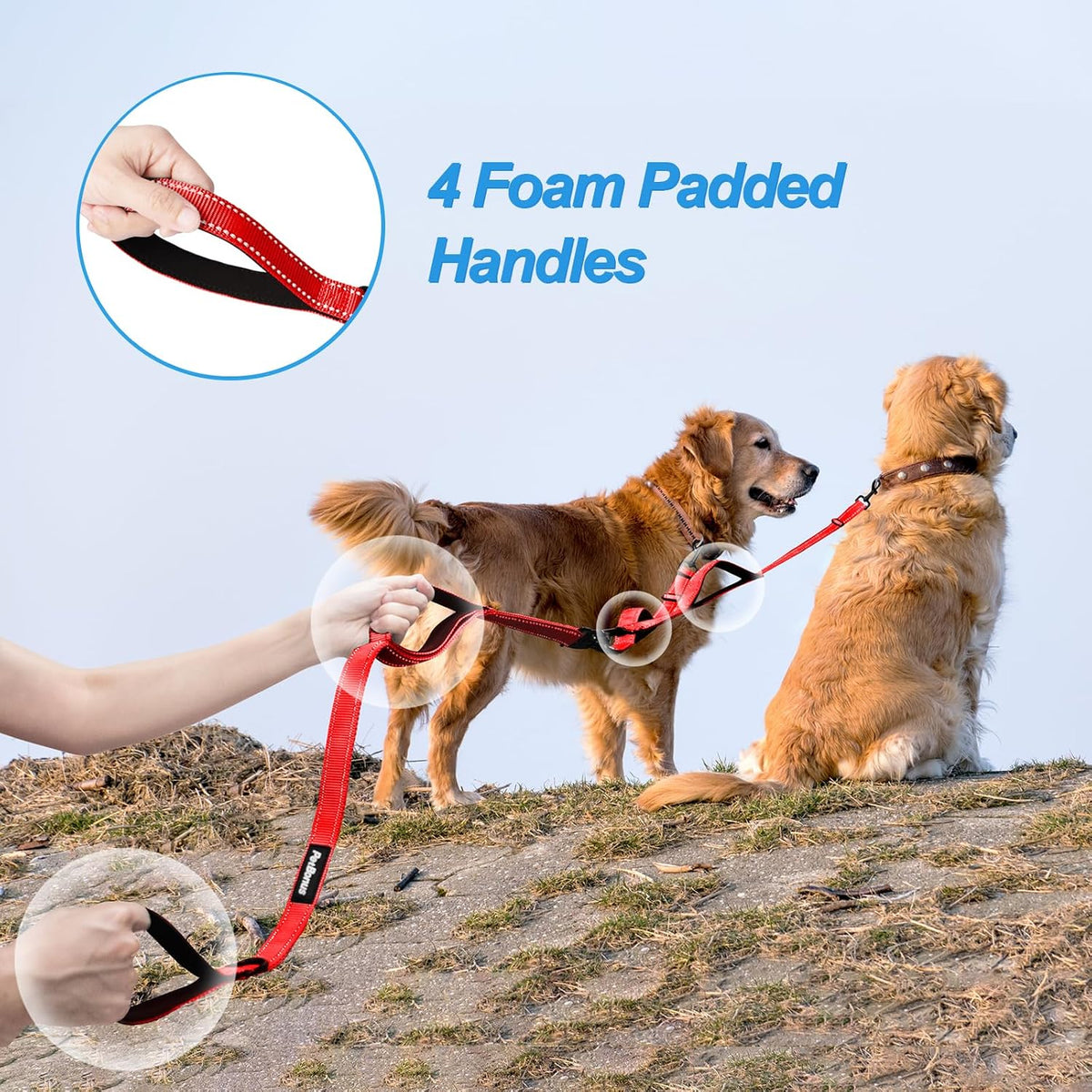 Double Dog Leash, No Tangle Dual Leash - Red - image 3
