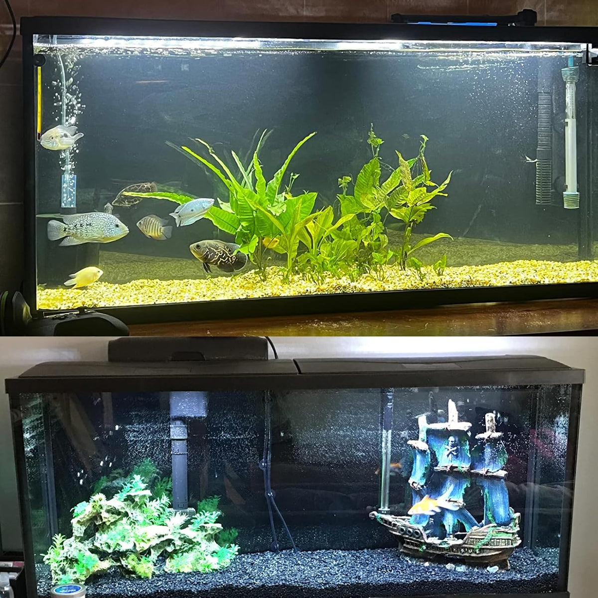 ELEBOX Aquarium Background Blue Black Fish Tank Background Wallpaper - 11.8" H x32.3" L - image 4
