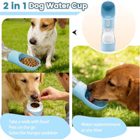 Portable Dog Water Bottle with Food Container Dishwasher Safe-Pink – Essentials for Dogs - Blue - image 2