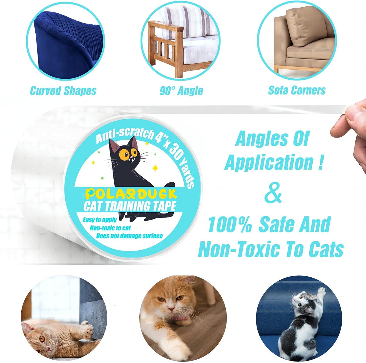 Anti Cat Scratch Tape: 4 inches x 30 Yards Cat Training Tape 100% - 4 Inches X 30 Yards - image 3