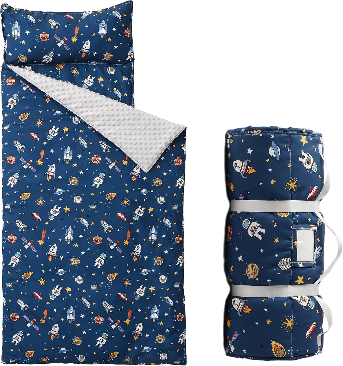 Bunnikins & Clover Toddler Nap Mat with Removable Pillow - Spaceship