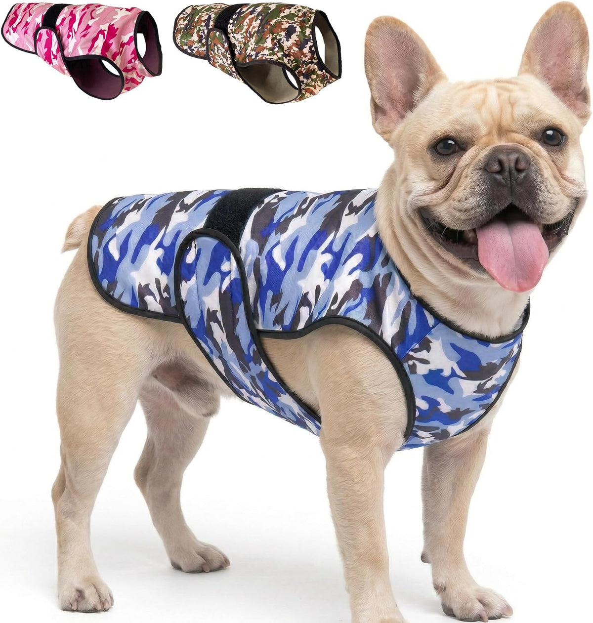 Dog Cooling Vest, 2-Layer Microfiber Cooling Jacket, Blue, L – Essentials for Dogs - Blue Camo / Medium (Pack of 1)