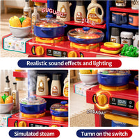 33.8IN Kids Kitchen Playset with Sound & Light - Blue - image 4