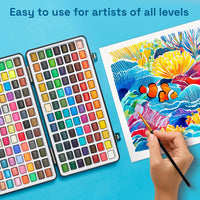 ARTISTRO 50 Metallic Watercolor Paint Set with Brushes for Adults - 168 colors Portable Travel - image 4