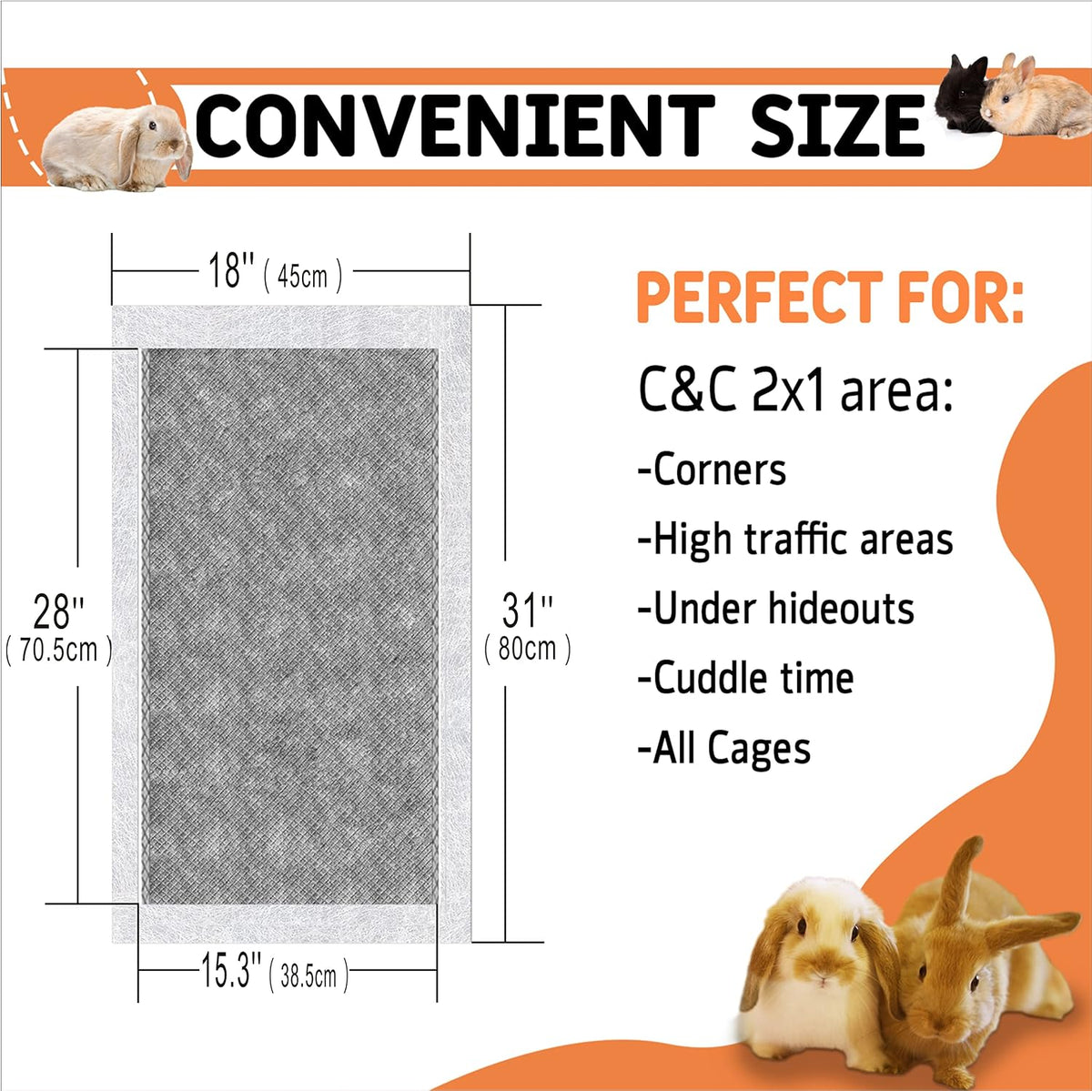 Disposable Guinea Pig Bedding, Cage Liners - 18" x 31" (C&C 2x1) / 50 count - image 2