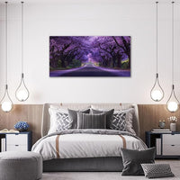 Large Purple Flower Wall Art Nature Landscape Canvas Living Room Floral Aesthetics Pictures Framed Prints Oversize Wall Decor Painting Artwork for Bedroom Dining Office Home 60"x30"