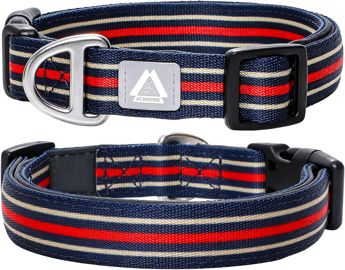 Medium Dog Collar, Neck 12"-20" - Large (Neck 16’’-25’’) / Blue Stripe