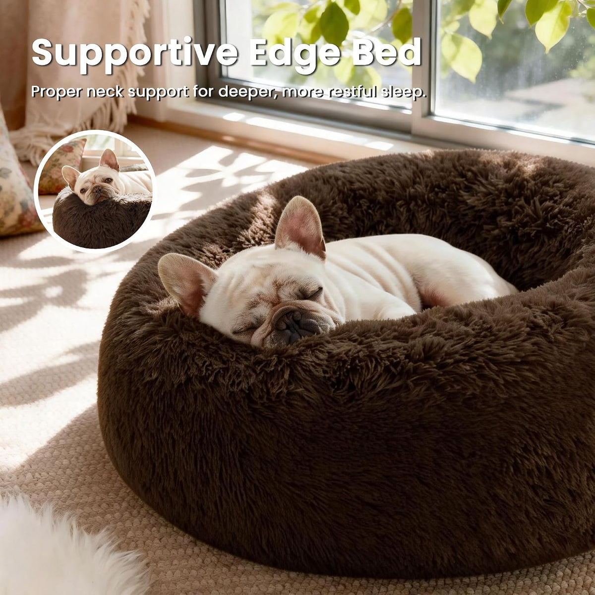 Love's cabin Calming Cat Bed for Indoor Cats - Dark Brown / 20" - image 2