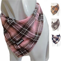 Soft Washable Plaid Bandanas for Dogs and Cats - Pink / Large
